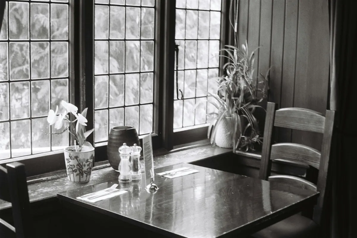 Warm restaurant dining room